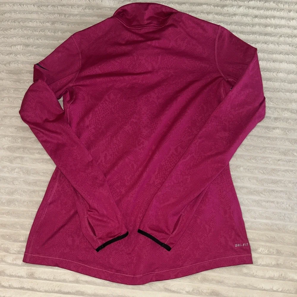 Nike Pro Pullover Womens Large Hot Pink Dri-Fit 1/2 Zip Mock Neck Fleece Lined‎